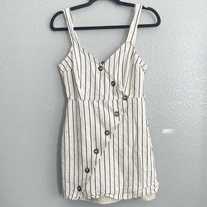 Lulus Linen Striped Mini Dress Button front.